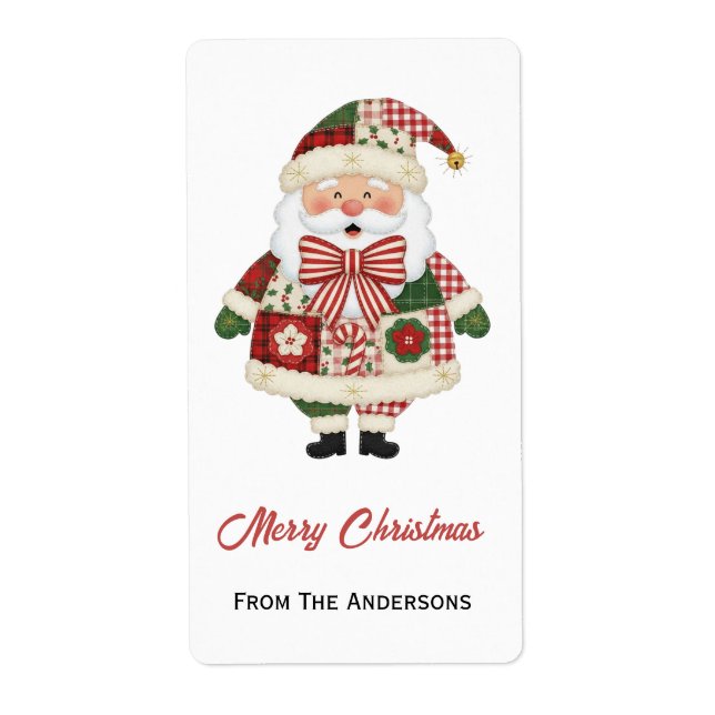 Etiqueta Cute Personalized Santa Christmas Holiday (Frente)