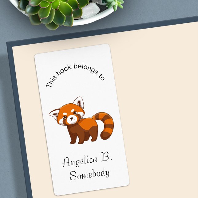Etiqueta Cute Red Panda Bookplate (Criador carregado)