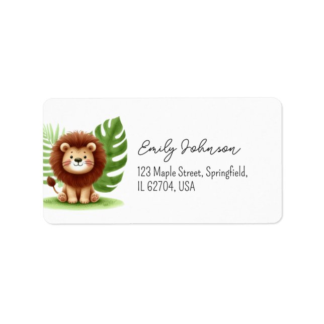 Etiqueta Cute Safari Lion Birthday (Frente)