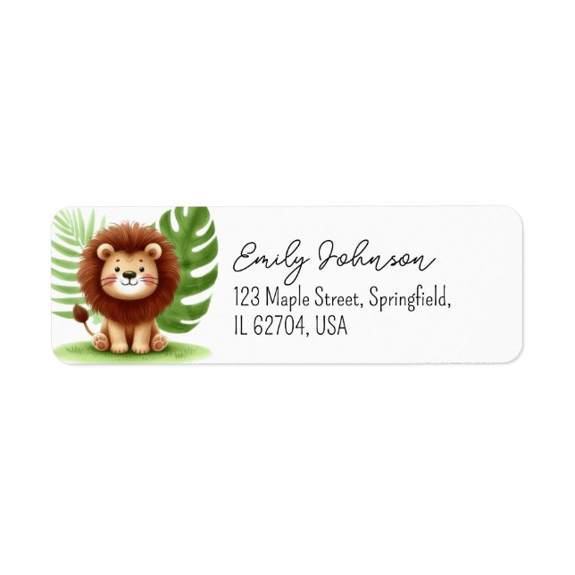 Etiqueta Cute Safari Lion Birthday (Frente)