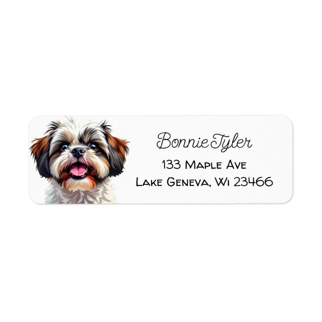 Etiqueta Cute Shih Tzu Puppy Dog Personalizado (Frente)