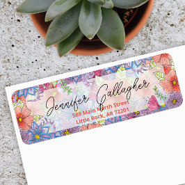 Etiqueta Cute Watercolor Floral Botânica Return Address