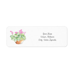 Etiqueta Cyclamen Potted da aguarela