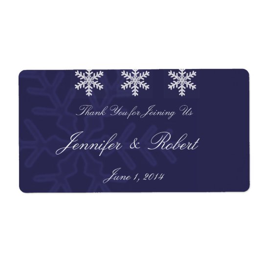 Etiqueta da água do casamento no inverno do floco etiqueta de frete
