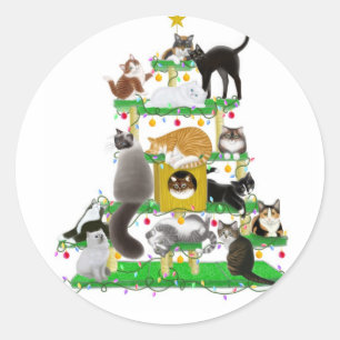 Etiqueta da árvore do gato do Natal