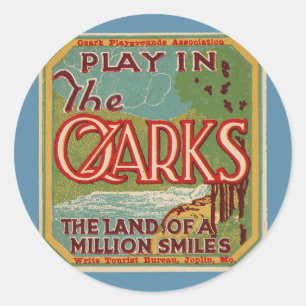 Etiqueta da bagagem das viagens vintage de Ozarks