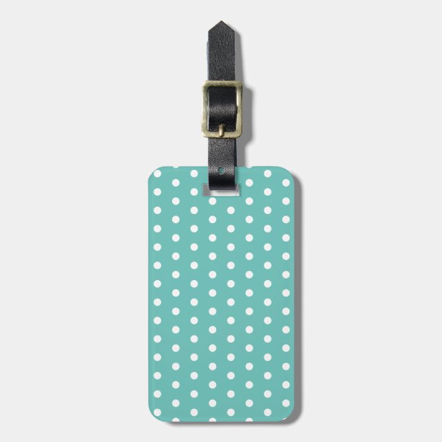 Etiqueta da bagagem de bolinhas (Aqua & White) (Frente Vertical)