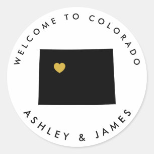 Etiqueta da boa vinda do casamento de Colorado,