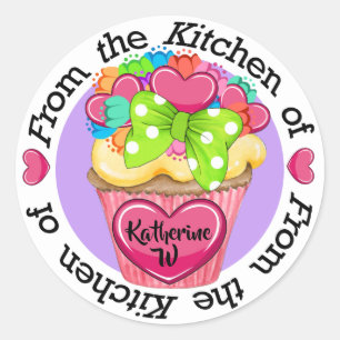 Etiqueta da cozinha do cupcake dos namorados