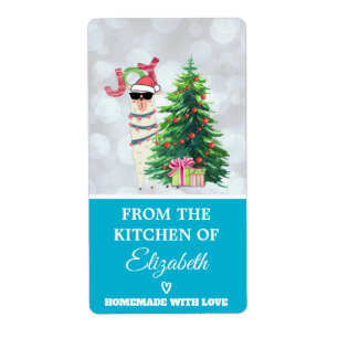 Etiqueta Da cozinha do lama do Natal