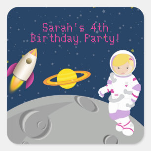 Etiqueta da festa de aniversário do astronauta do