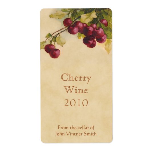 Etiqueta da garrafa de vinho da cereja