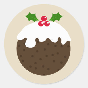 Etiqueta da ilustração do pudim do Natal
