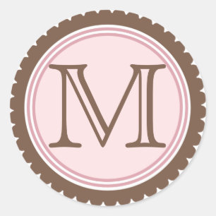 Etiqueta da inicial do monograma do rosa do