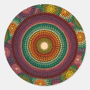 Etiqueta da mandala do arco-íris pintado mão