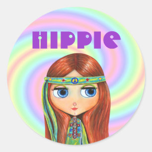 Etiqueta da menina do Hippie