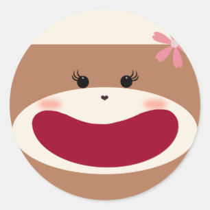 Etiqueta da menina do macaco da peúga