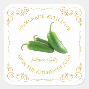 Etiqueta da Praça Vintage Homemade Jalapeno Jelly