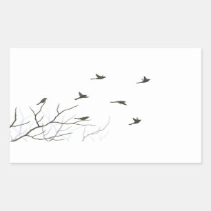 Etiqueta da silhueta dos pássaros de vôo
