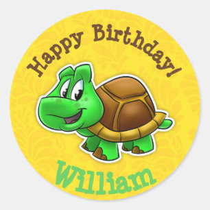 Etiqueta da tartaruga do feliz aniversario