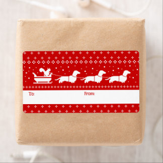 Etiqueta Dachshakes Christmas Sleigh com Squirrel Gift
