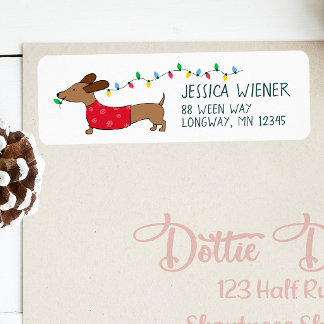 Etiqueta Dachshund Christmas Lights Festivas Address Labels