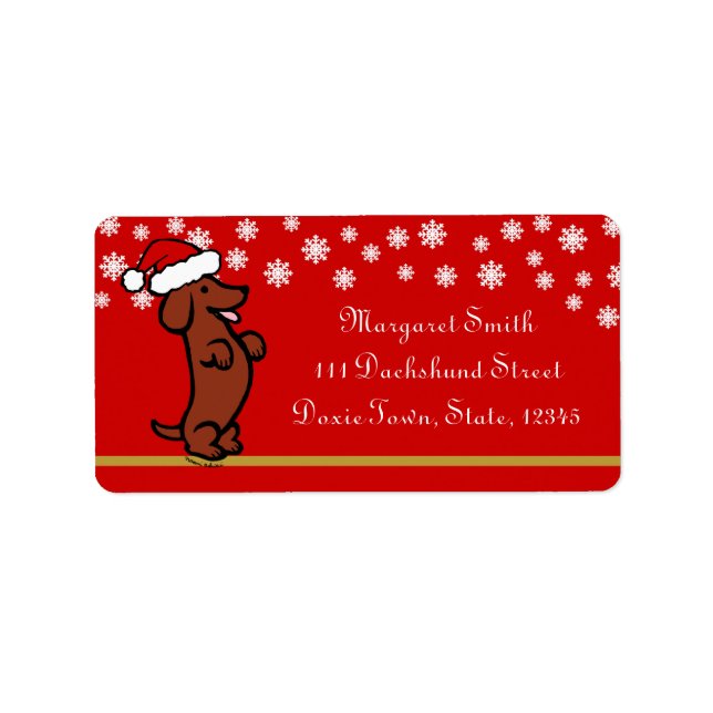 Etiqueta Dachshund Christmas Santa Hat Labels (Frente)