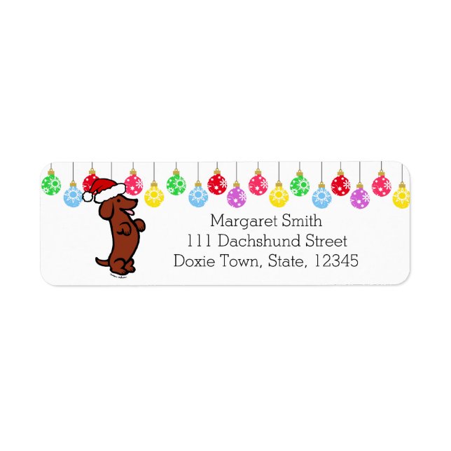 Etiqueta Dachshund Christmas Santa Hat Labels (Frente)
