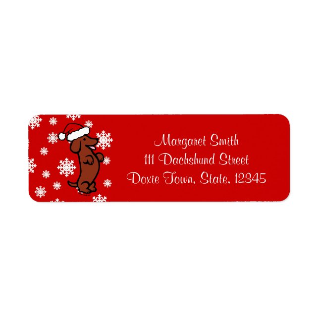Etiqueta Dachshund Christmas Santa Hat Labels (Frente)