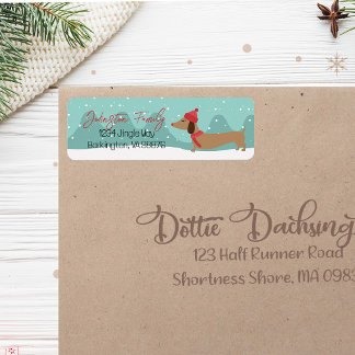 Etiqueta Dachshund Christmas Snowy Return Endereço Labels
