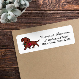 Etiqueta Dachshund de Cabelo Liso Vermelho Rose