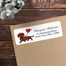 Dachshund de Cabelo Liso Vermelho Sorriso Coração