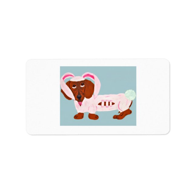 Etiqueta Dachshund Easter Bunny labels (Frente)