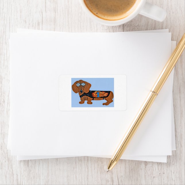 Etiqueta Dachshund in Racing Jacket  (Insitu)