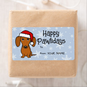 Etiqueta Dachshund Papai Noel Cachorro Fofo Natal Para De P