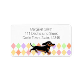 Etiqueta Dachshund Preto e Castanho Correndo