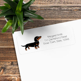 Etiqueta Dachshund Preto e Castanho Posando