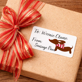 Etiqueta Dachshund Wearing a Warm Scarf Christmas Gift Tags