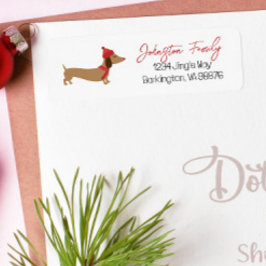 Etiqueta Dachshund Whot Deseja o Natal
