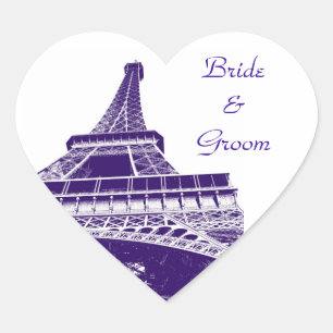 Etiqueta dada forma da torre Eiffel coração roxo