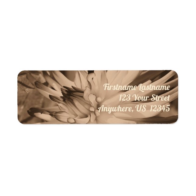 Etiqueta Dahlia Flower Close In Sepia Address (Dahlia Flowe (Frente)
