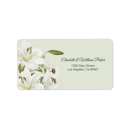 Etiqueta Daisies And White Lilies Light Green Background