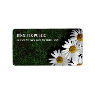 Etiqueta Daisies Modern Flowers Elegante Endereço Simples