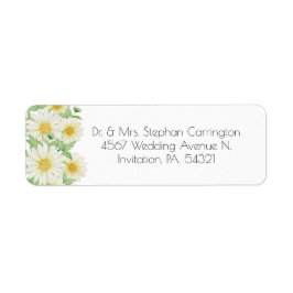 Etiqueta Daisies White Yellow Floral Typoographic Address L