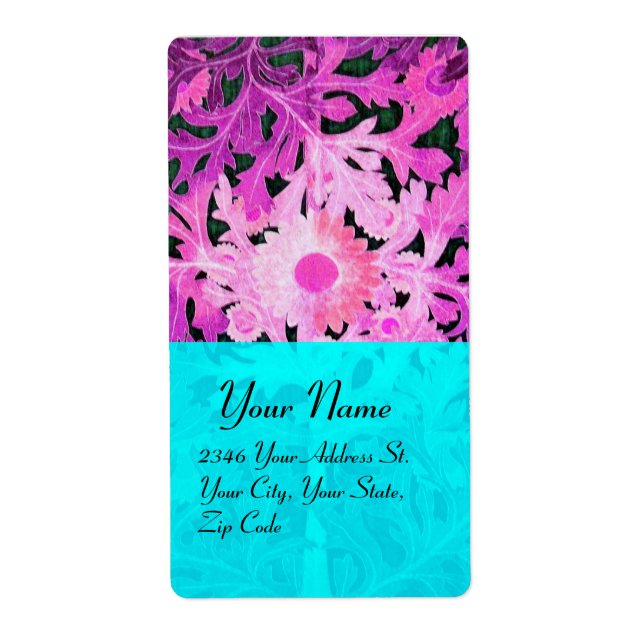 Etiqueta DAISY , purple violet blue turquase black (Frente)