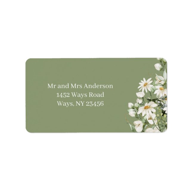 Etiqueta Daisy Wildflower Boho Address Label (Frente)