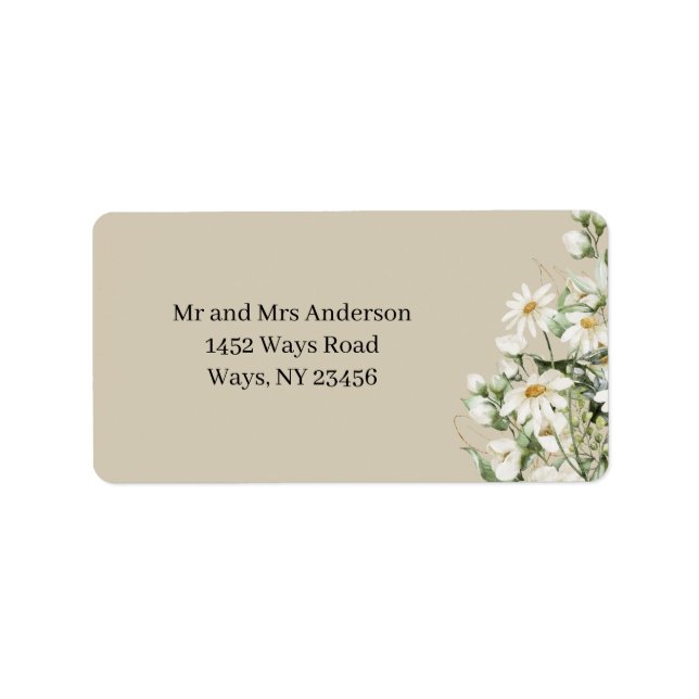 Etiqueta Daisy Wildflower Boho Address Label (Frente)