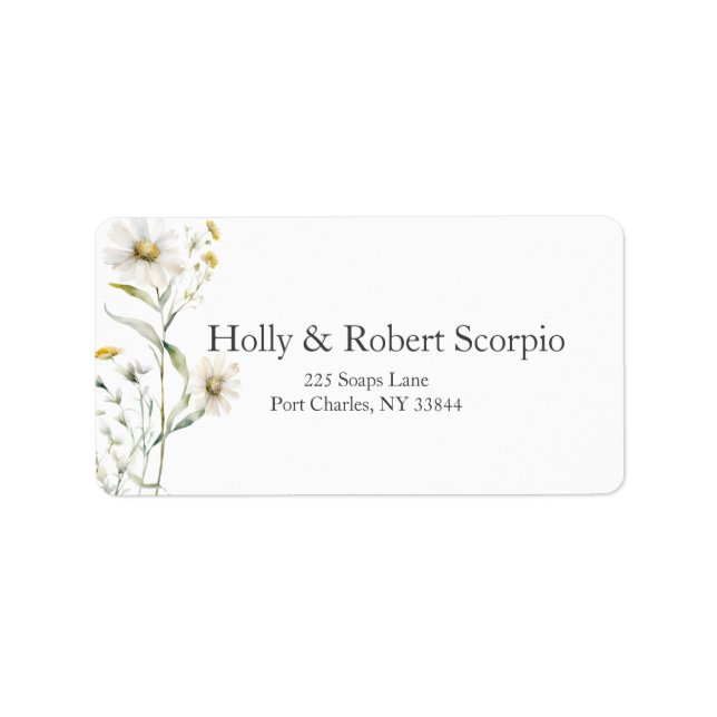 Etiqueta Daisy Wildflower Wedding (Frente)