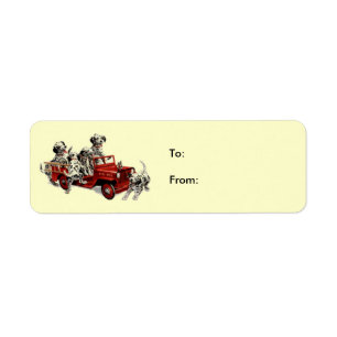 Etiqueta Dalmation-filhote de cachorro-fogo-motor, a: De: