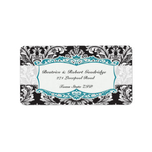 Etiqueta Damasco Avery Wedding preto e branco